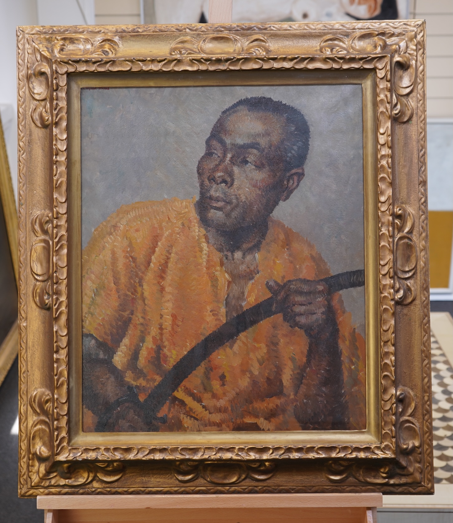 Francis Wynne Thomas (1907-1989), Portrait of a man holding a sword
